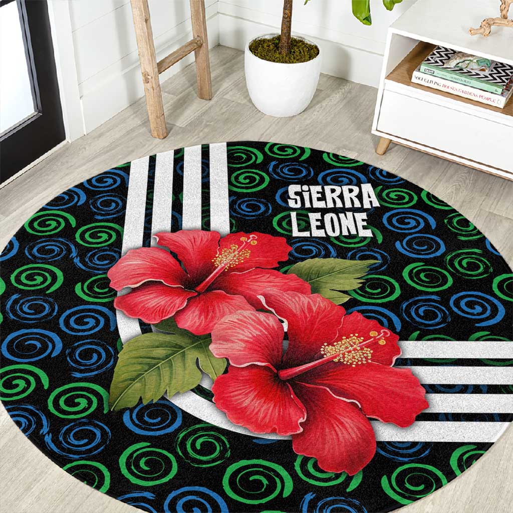 Sierra Leone Round Carpet Red Hibiscus Floral Design TS04