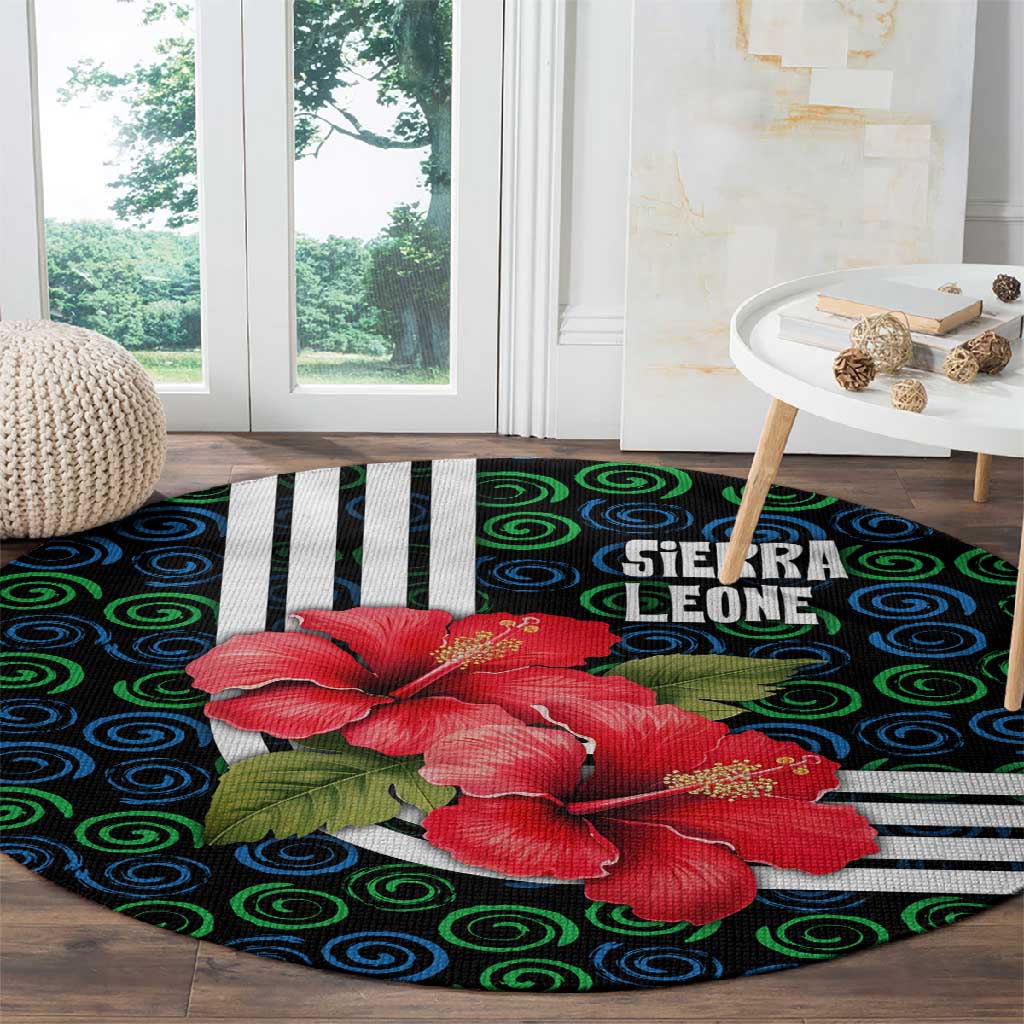 Sierra Leone Round Carpet Red Hibiscus Floral Design TS04