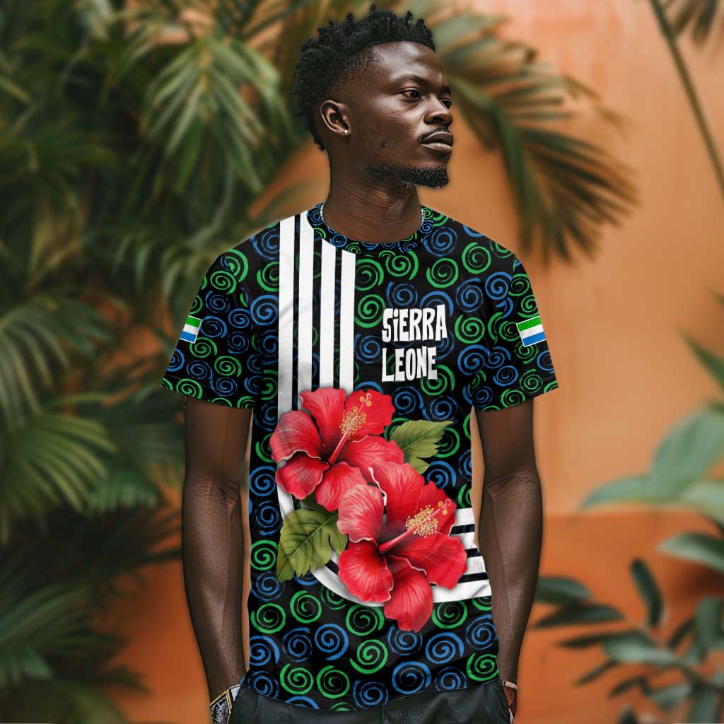 Sierra Leone T shirt Red Hibiscus Floral Design TS04