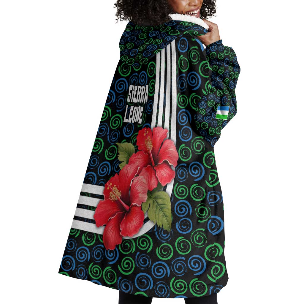 Sierra Leone Wearable Blanket Hoodie Red Hibiscus Floral Design TS04