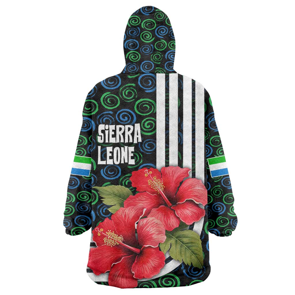 Sierra Leone Wearable Blanket Hoodie Red Hibiscus Floral Design TS04