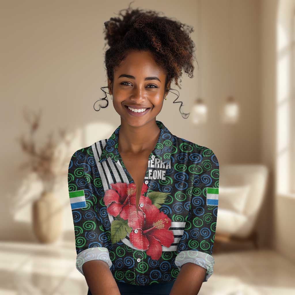 Sierra Leone Women Casual Shirt Red Hibiscus Floral Design TS04