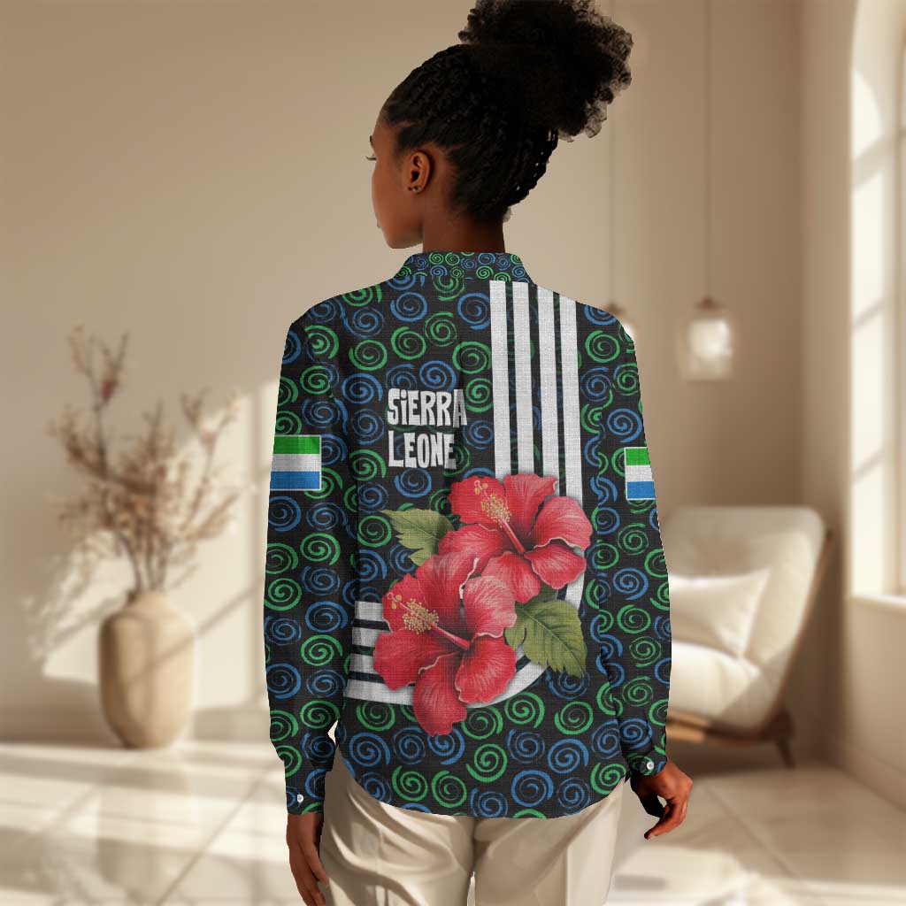 Sierra Leone Women Casual Shirt Red Hibiscus Floral Design TS04