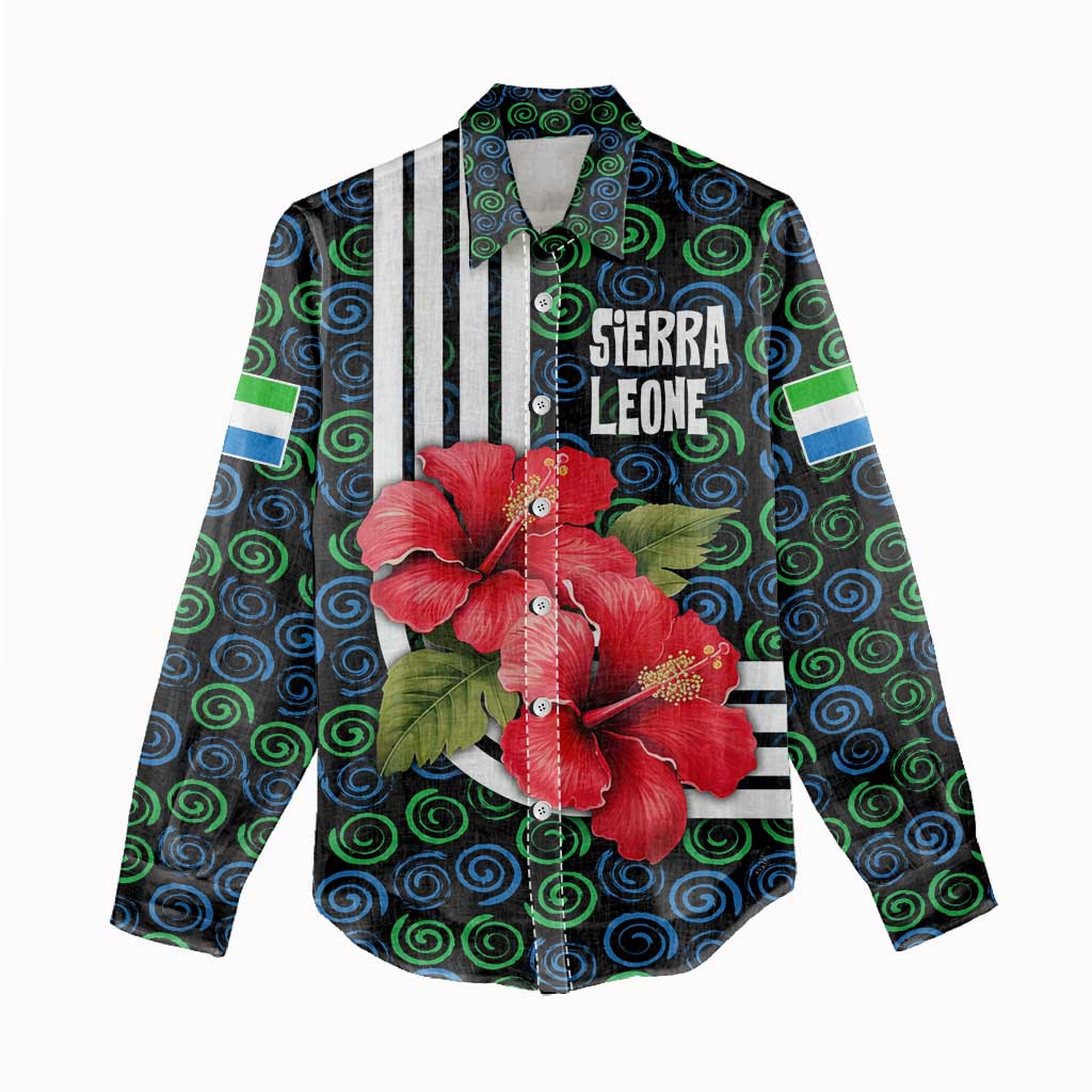 Sierra Leone Women Casual Shirt Red Hibiscus Floral Design TS04