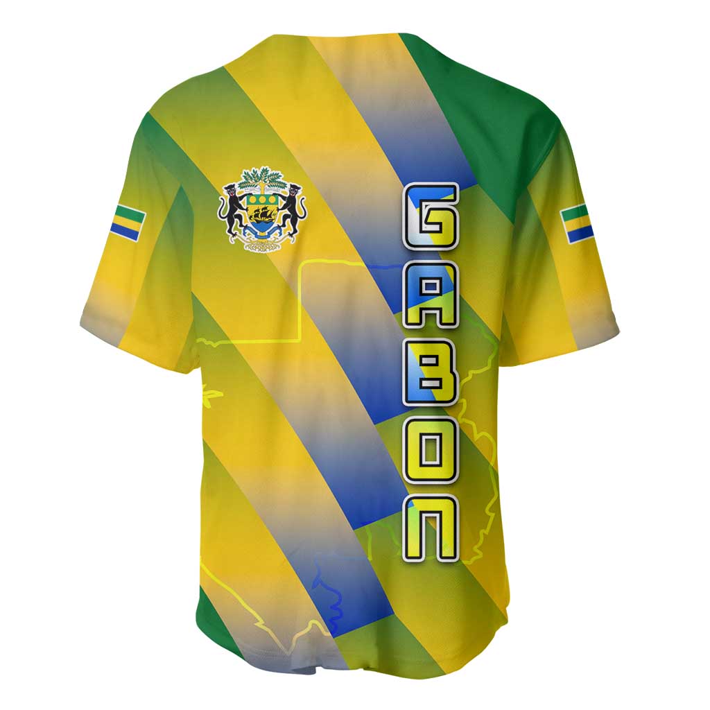 Gabon Flag Baseball Jersey - National Coat of Arms and Vertical Design TS04