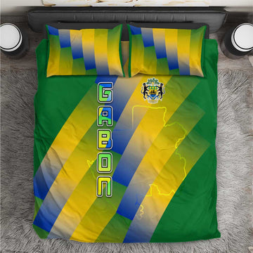 Gabon Flag Bedding Set - National Coat of Arms and Vertical Design TS04