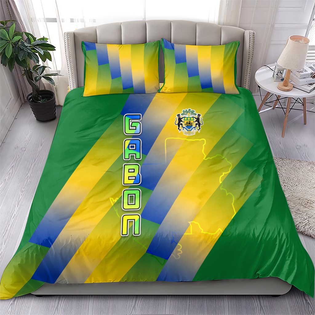 Gabon Flag Bedding Set - National Coat of Arms and Vertical Design TS04