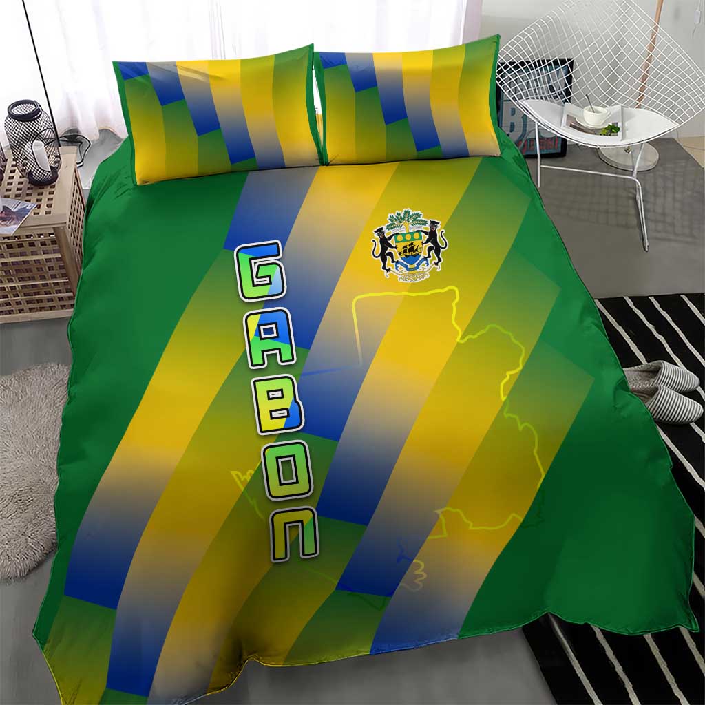 Gabon Flag Bedding Set - National Coat of Arms and Vertical Design TS04