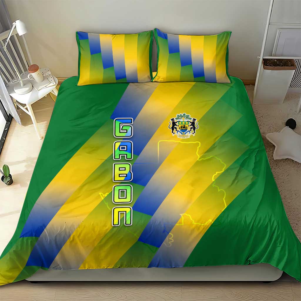 Gabon Flag Bedding Set - National Coat of Arms and Vertical Design TS04