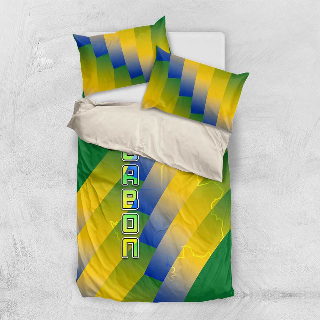 Gabon Flag Bedding Set - National Coat of Arms and Vertical Design TS04