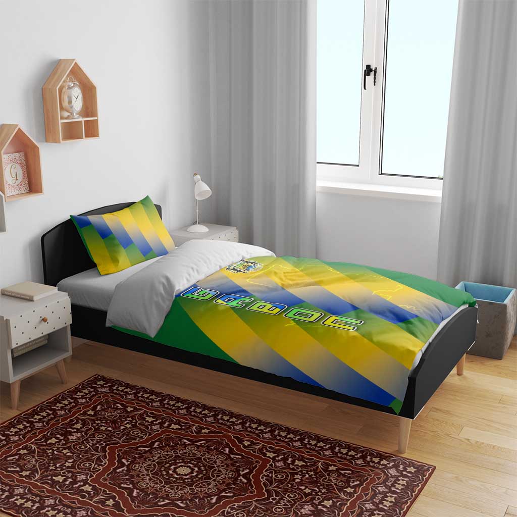 Gabon Flag Bedding Set - National Coat of Arms and Vertical Design TS04