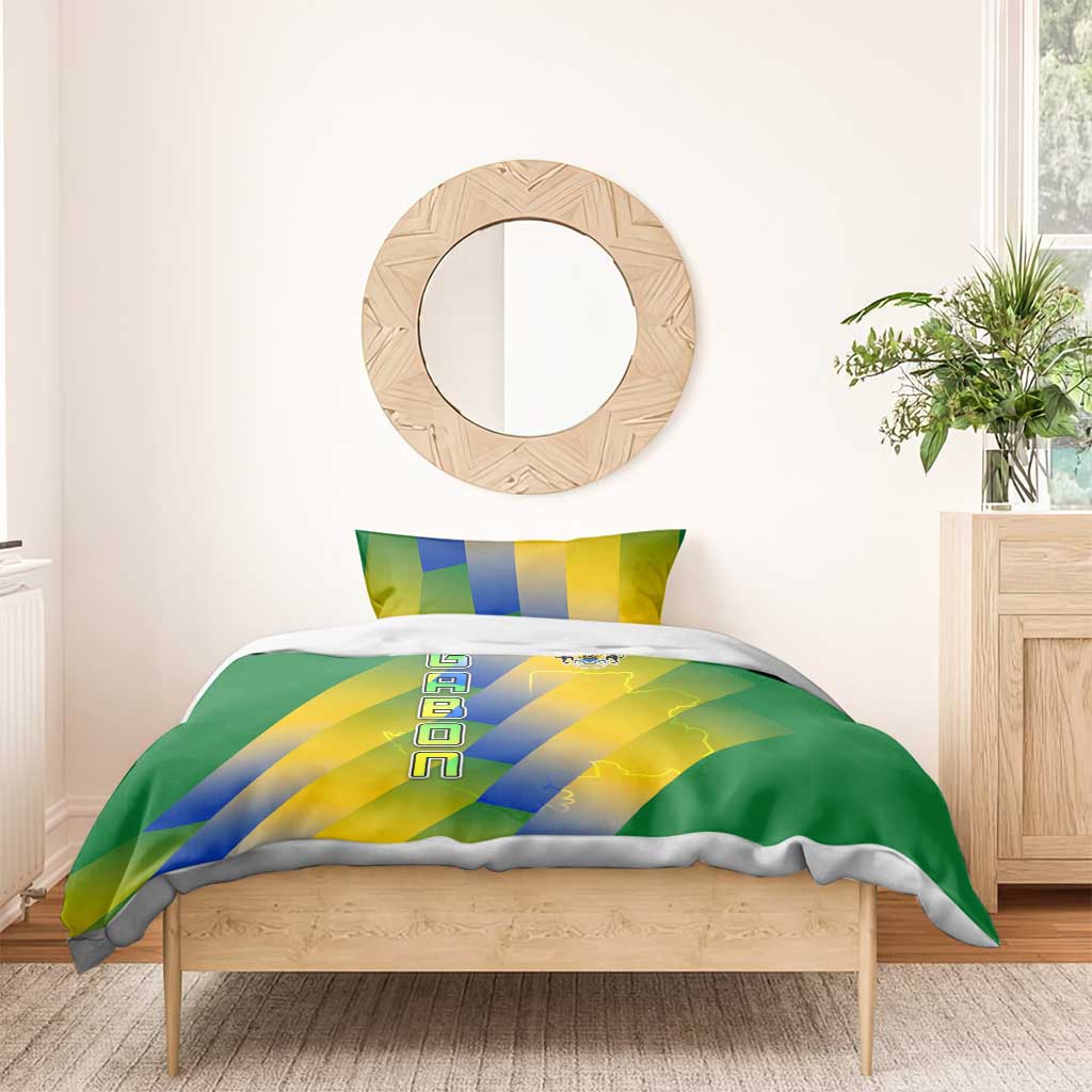 Gabon Flag Bedding Set - National Coat of Arms and Vertical Design TS04