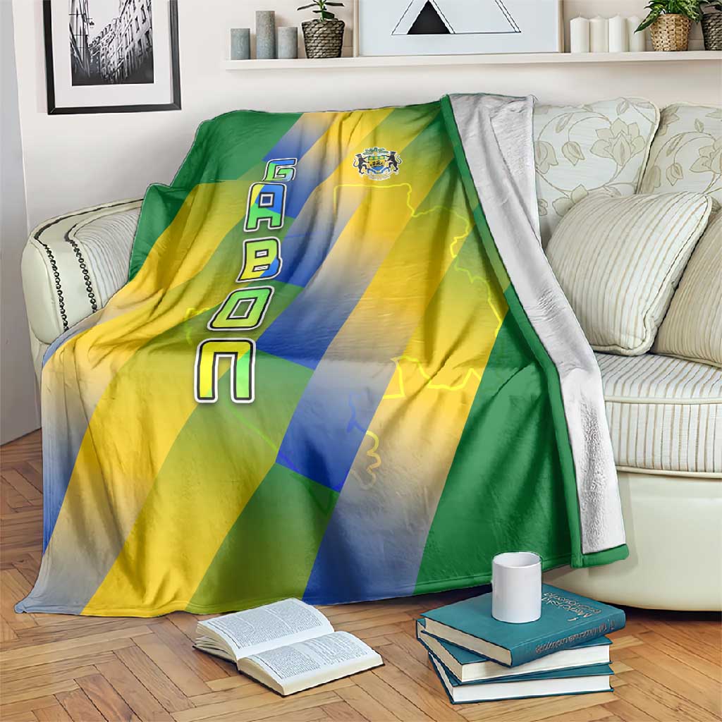Gabon Flag Blanket - National Coat of Arms and Vertical Design TS04