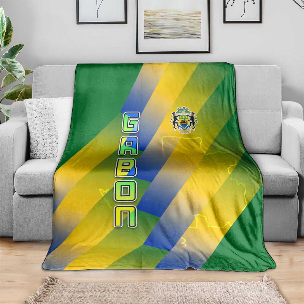 Gabon Flag Blanket - National Coat of Arms and Vertical Design TS04