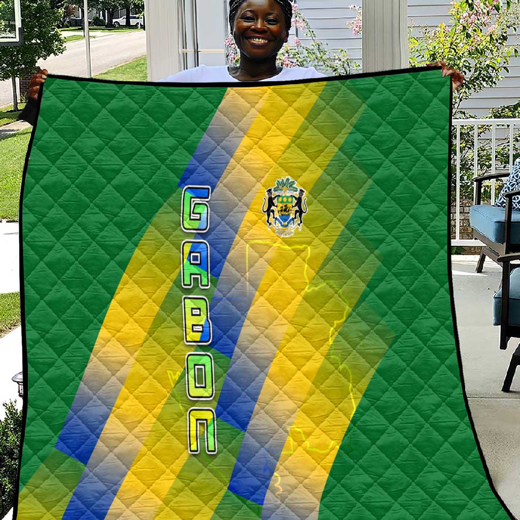 Gabon Flag Quilt - National Coat of Arms and Vertical Design TS04