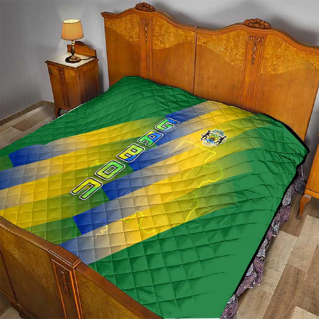 Gabon Flag Quilt - National Coat of Arms and Vertical Design TS04