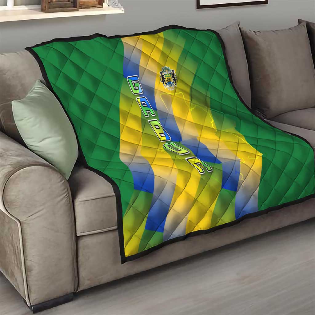 Gabon Flag Quilt - National Coat of Arms and Vertical Design TS04