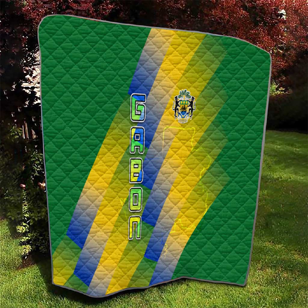Gabon Flag Quilt - National Coat of Arms and Vertical Design TS04
