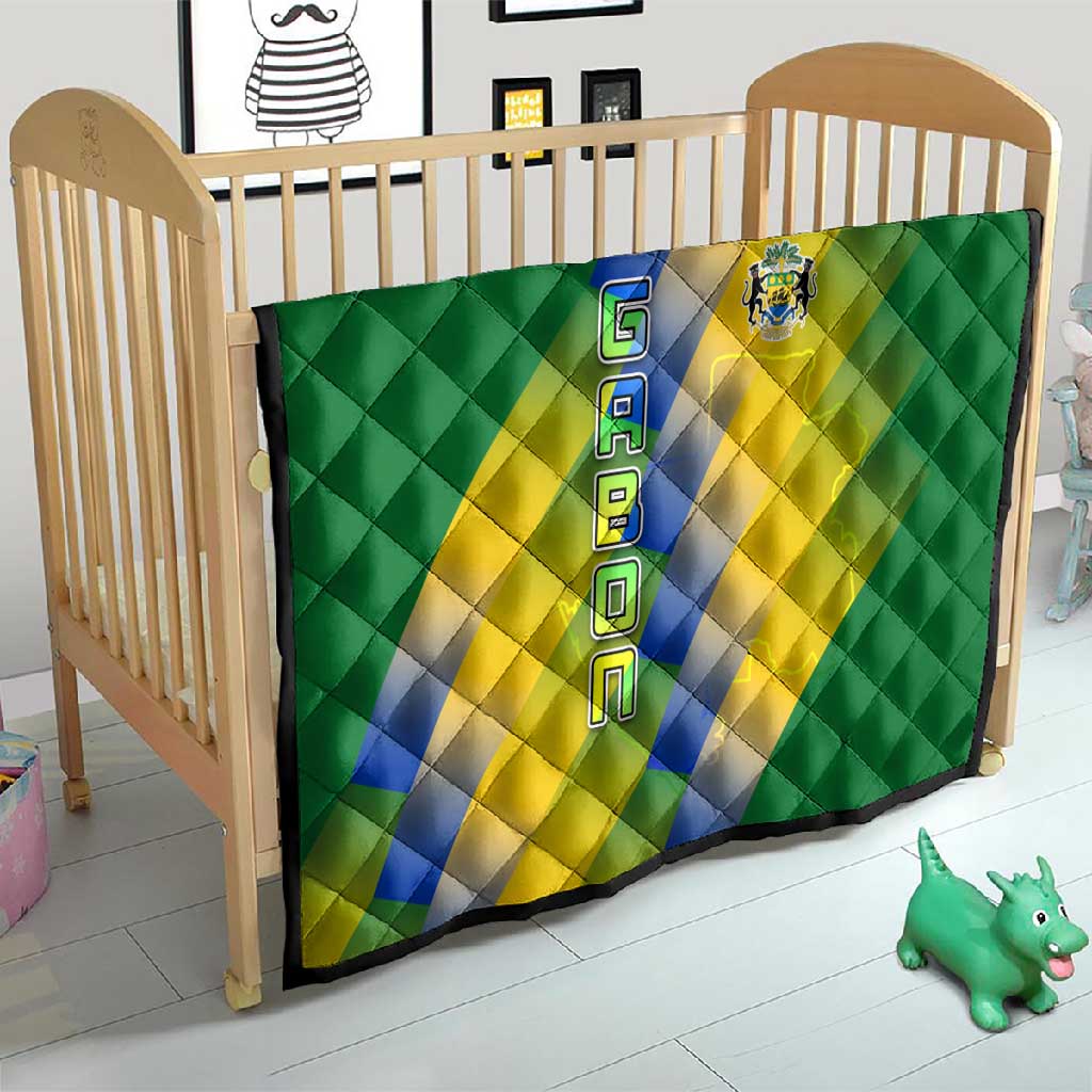 Gabon Flag Quilt - National Coat of Arms and Vertical Design TS04