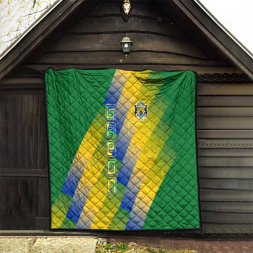 Gabon Flag Quilt - National Coat of Arms and Vertical Design TS04