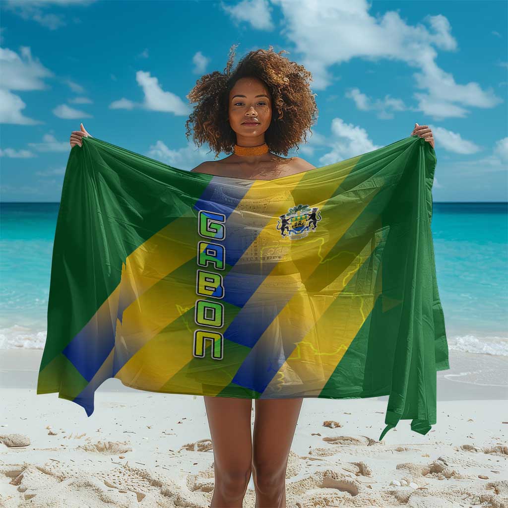 Gabon Flag Sarong - National Coat of Arms and Vertical Design TS04