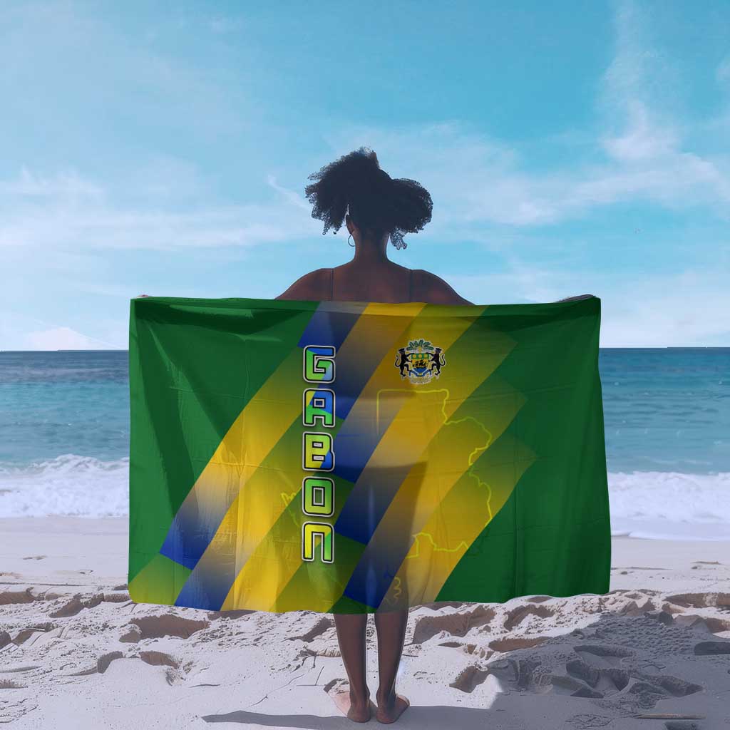 Gabon Flag Sarong - National Coat of Arms and Vertical Design TS04