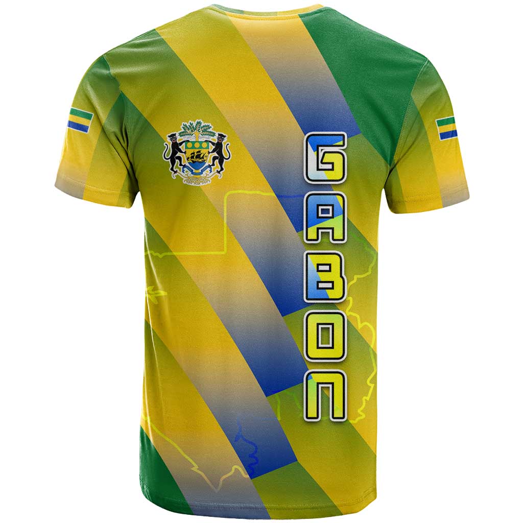 Gabon Flag T shirt - National Coat of Arms and Vertical Design TS04