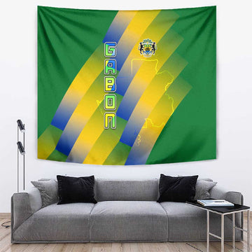 Gabon Flag Tapestry - National Coat of Arms and Vertical Design TS04