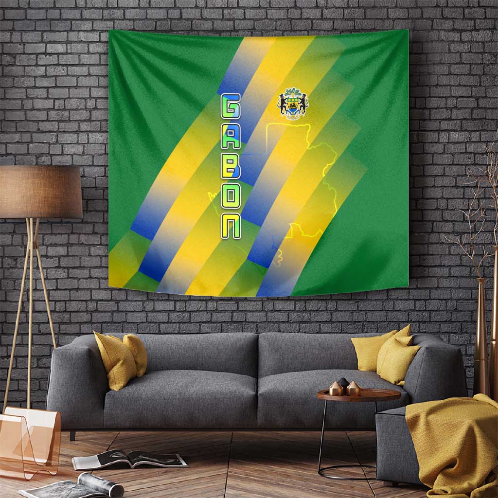 Gabon Flag Tapestry - National Coat of Arms and Vertical Design TS04