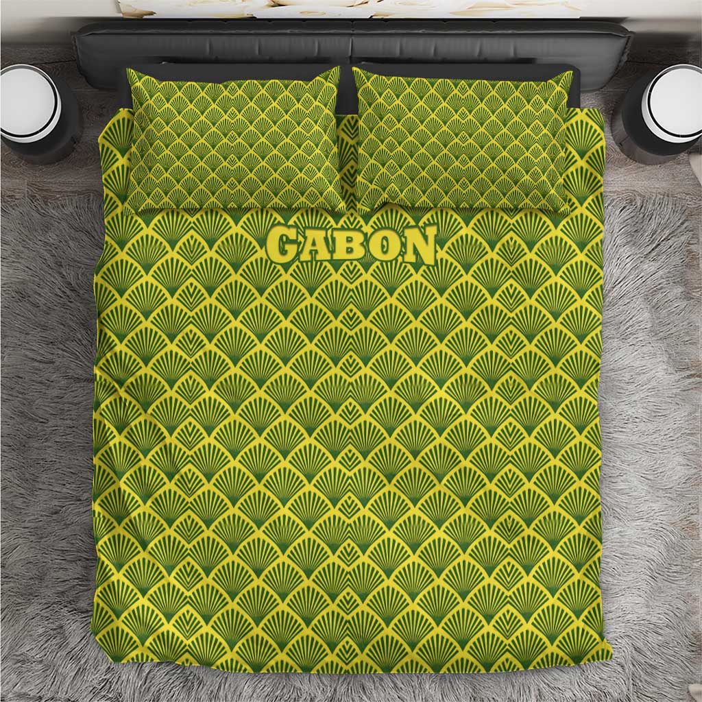 Gabon Tribal Pattern Bedding Set - National Flag Colors and Bold Text Design TS04
