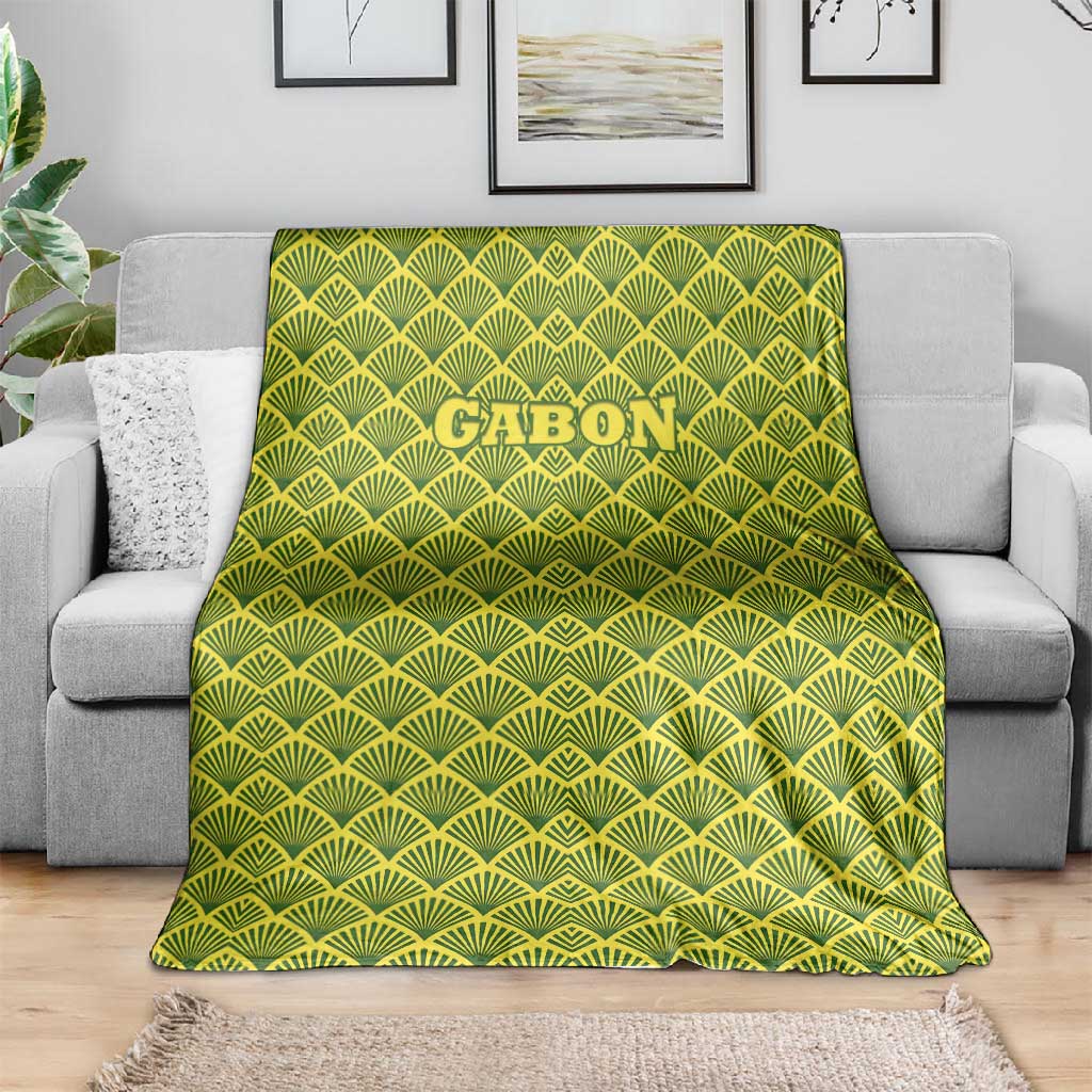 Gabon Tribal Pattern Blanket - National Flag Colors and Bold Text Design TS04