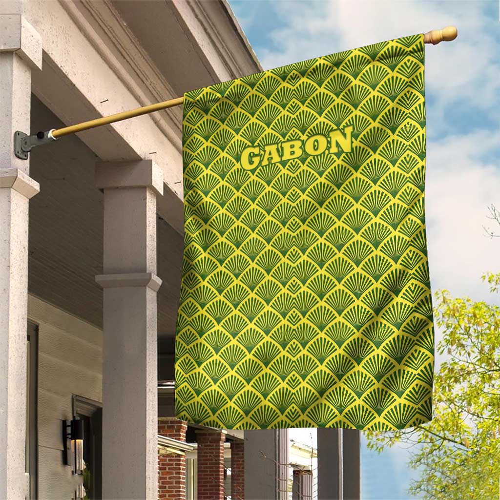 Gabon Tribal Pattern Garden Flag - National Flag Colors and Bold Text Design TS04