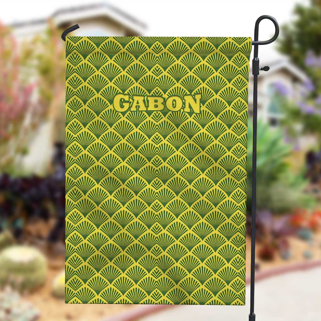 Gabon Tribal Pattern Garden Flag - National Flag Colors and Bold Text Design TS04