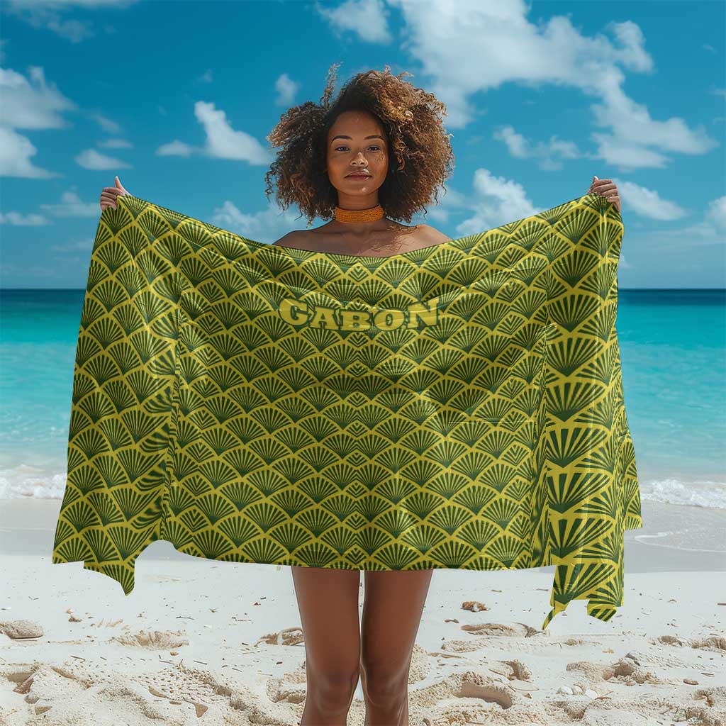Gabon Tribal Pattern Sarong - National Flag Colors and Bold Text Design TS04