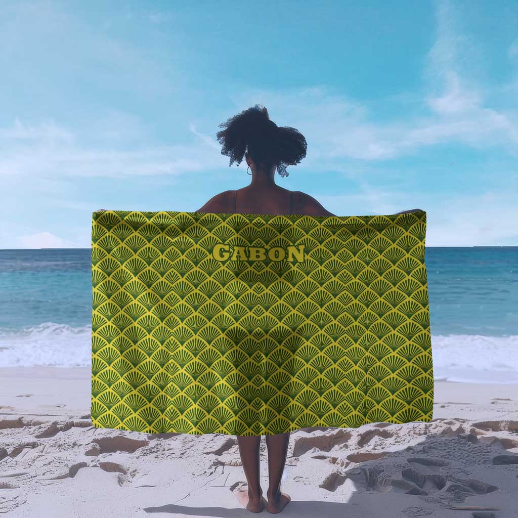 Gabon Tribal Pattern Sarong - National Flag Colors and Bold Text Design TS04