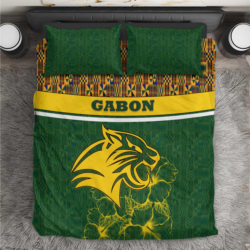 Gabon Bedding Set - Tribal Print and Fierce Panther Graphic in National Flag Colors TS04