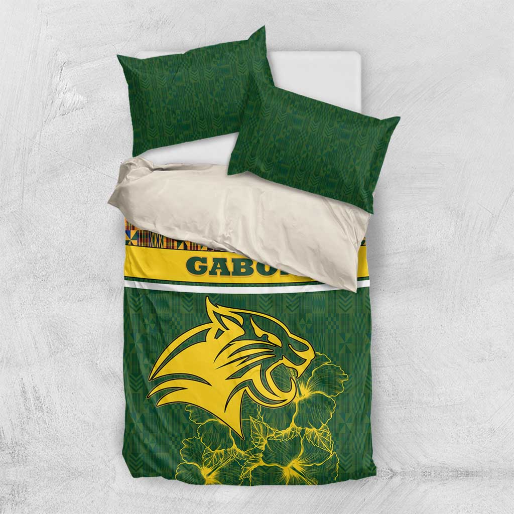 Gabon Bedding Set - Tribal Print and Fierce Panther Graphic in National Flag Colors TS04