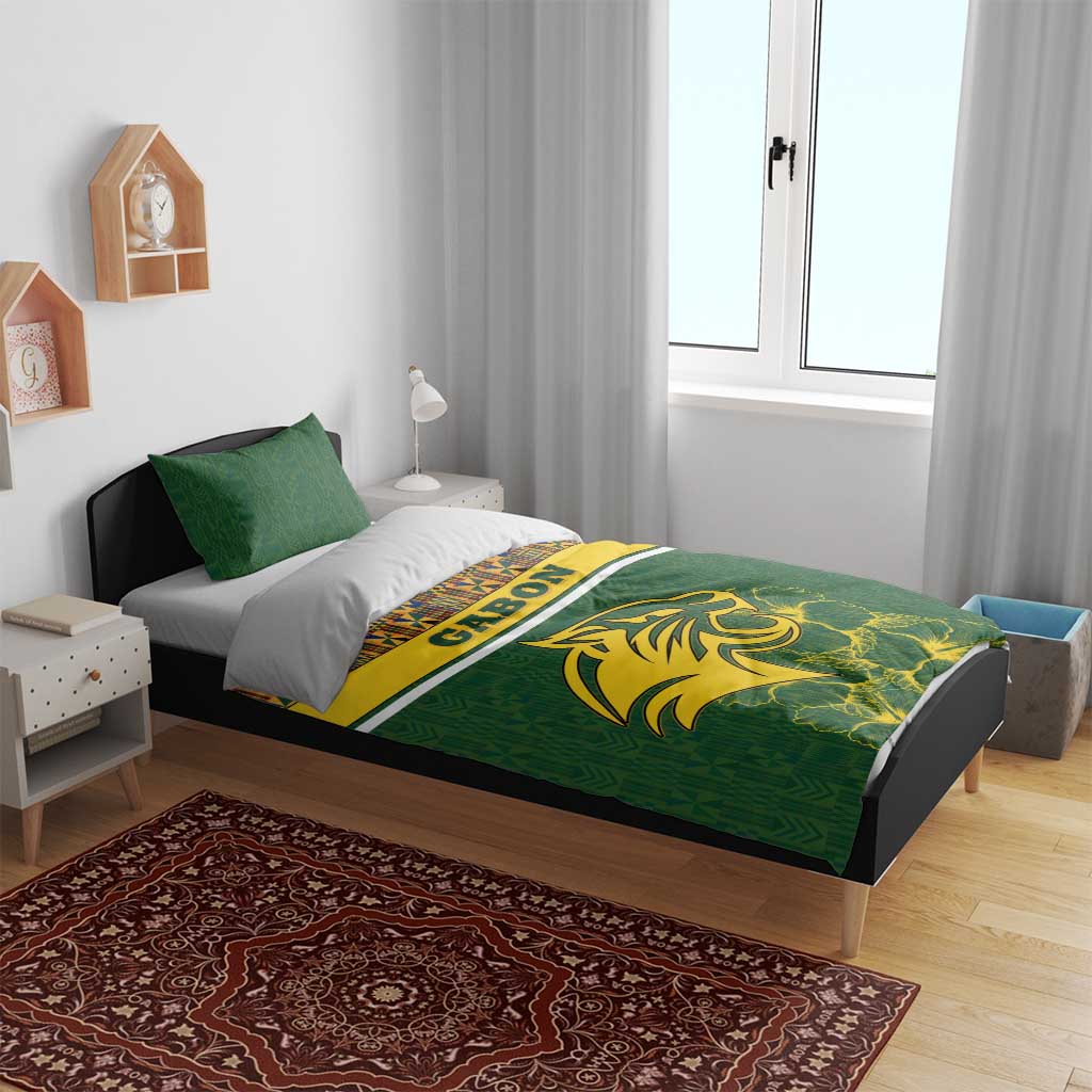 Gabon Bedding Set - Tribal Print and Fierce Panther Graphic in National Flag Colors TS04