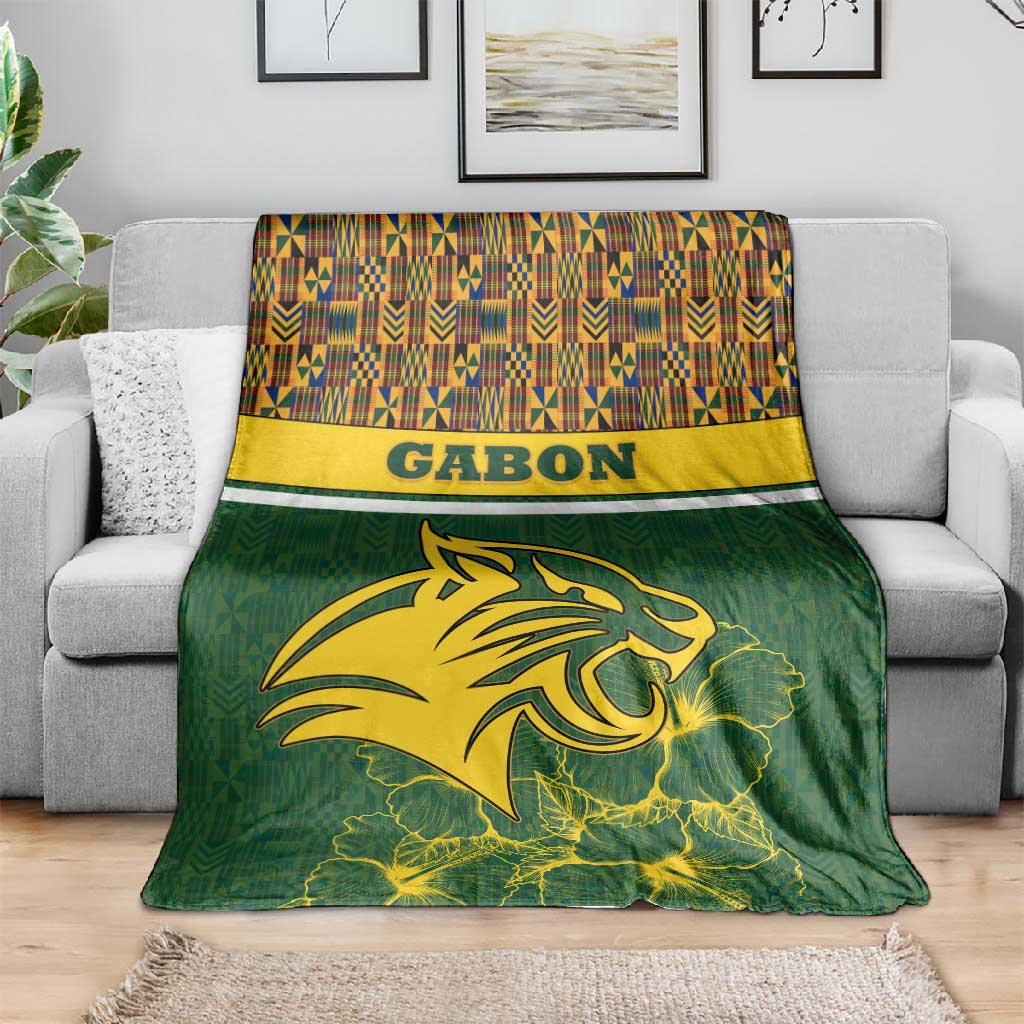 Gabon Blanket - Tribal Print and Fierce Panther Graphic in National Flag Colors TS04