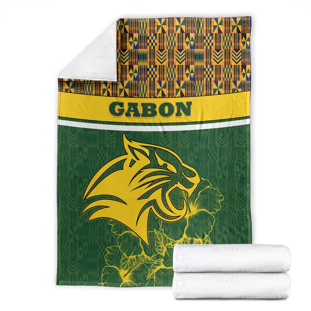 Gabon Blanket - Tribal Print and Fierce Panther Graphic in National Flag Colors TS04