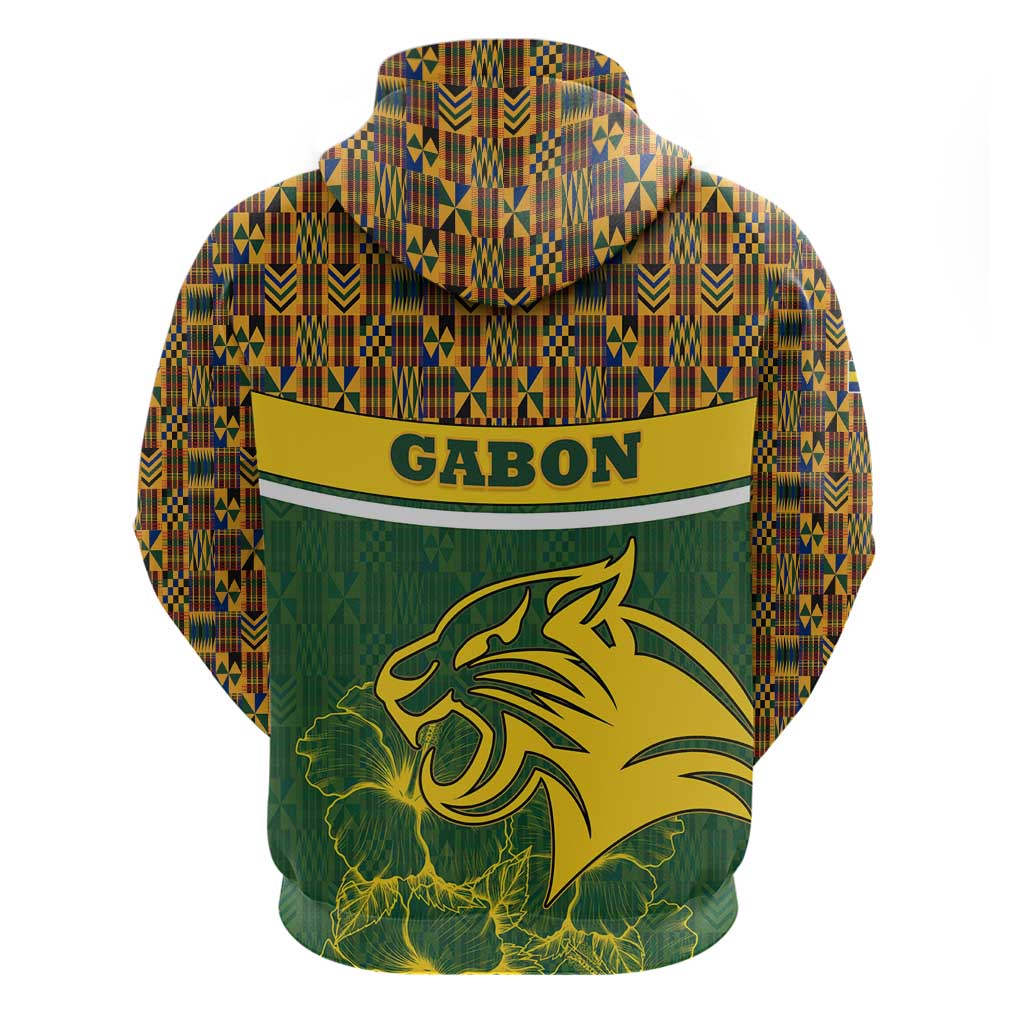 Gabon Hoodie with Tribal Print and Fierce Panther Graphic in National Flag Colors TS04