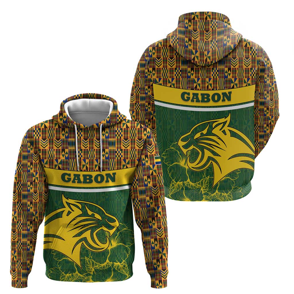 Gabon Hoodie with Tribal Print and Fierce Panther Graphic in National Flag Colors TS04