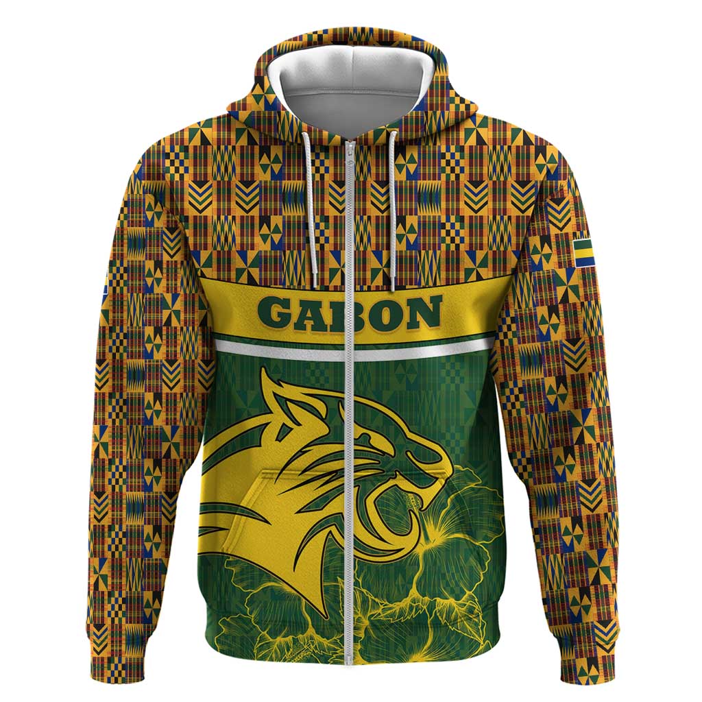Gabon Hoodie with Tribal Print and Fierce Panther Graphic in National Flag Colors TS04