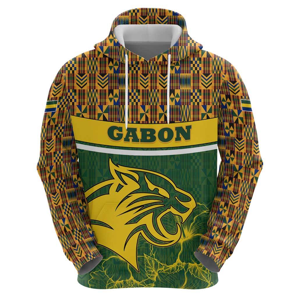 Gabon Hoodie with Tribal Print and Fierce Panther Graphic in National Flag Colors TS04