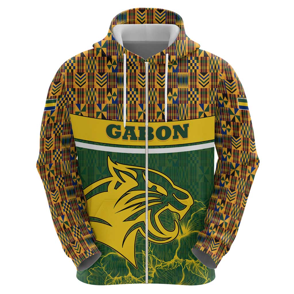 Gabon Hoodie with Tribal Print and Fierce Panther Graphic in National Flag Colors TS04