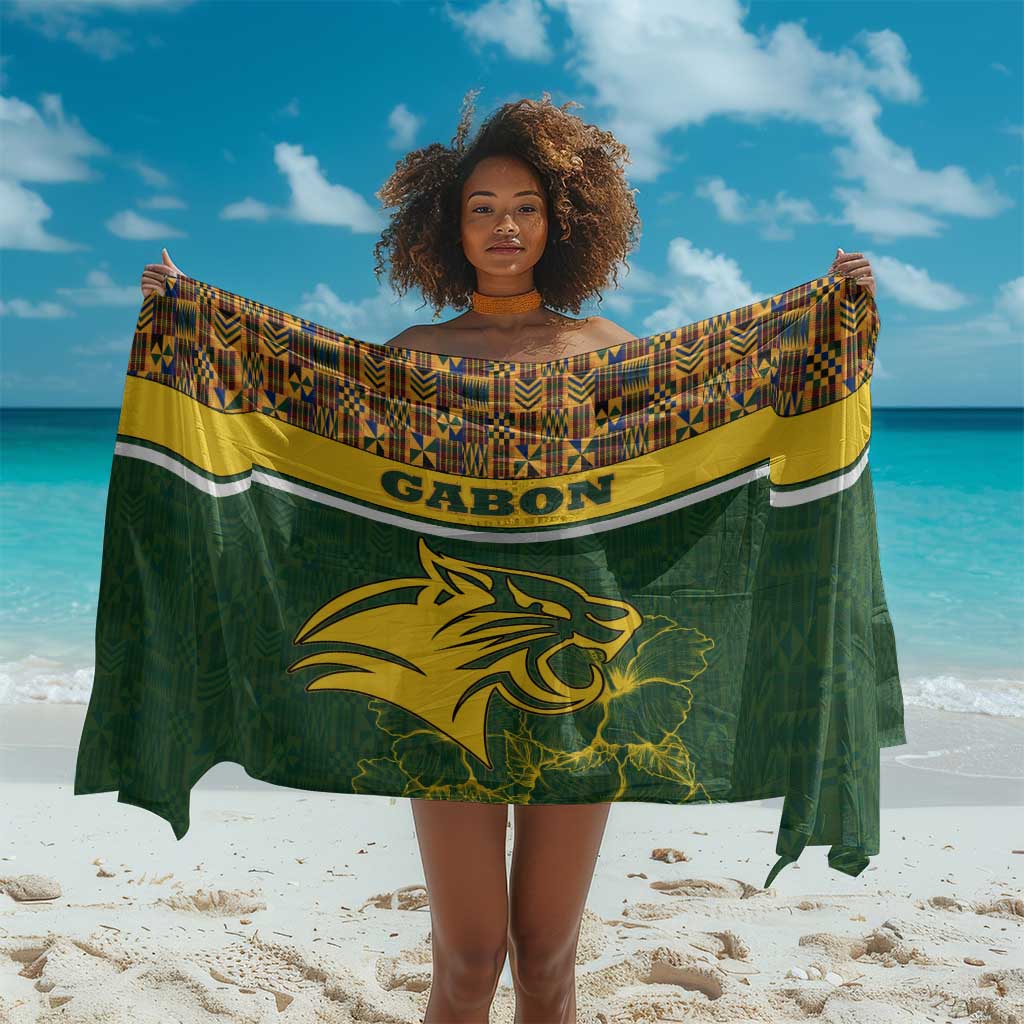 Gabon Sarong - Tribal Print and Fierce Panther Graphic in National Flag Colors TS04