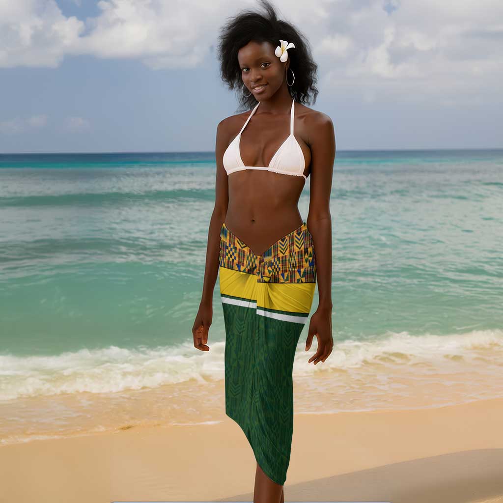 Gabon Sarong - Tribal Print and Fierce Panther Graphic in National Flag Colors TS04