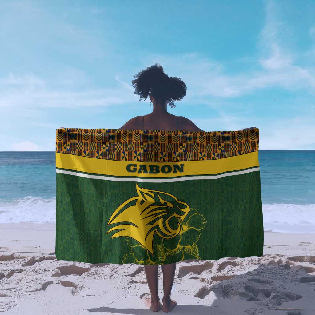 Gabon Sarong - Tribal Print and Fierce Panther Graphic in National Flag Colors TS04