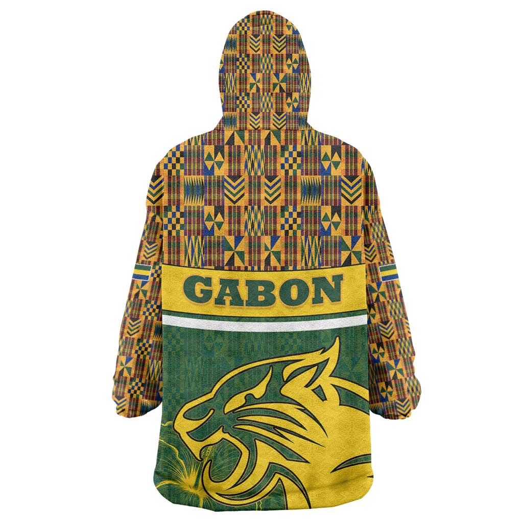Gabon Wearable Blanket Hoodie - Tribal Print and Fierce Panther Graphic in National Flag Colors TS04