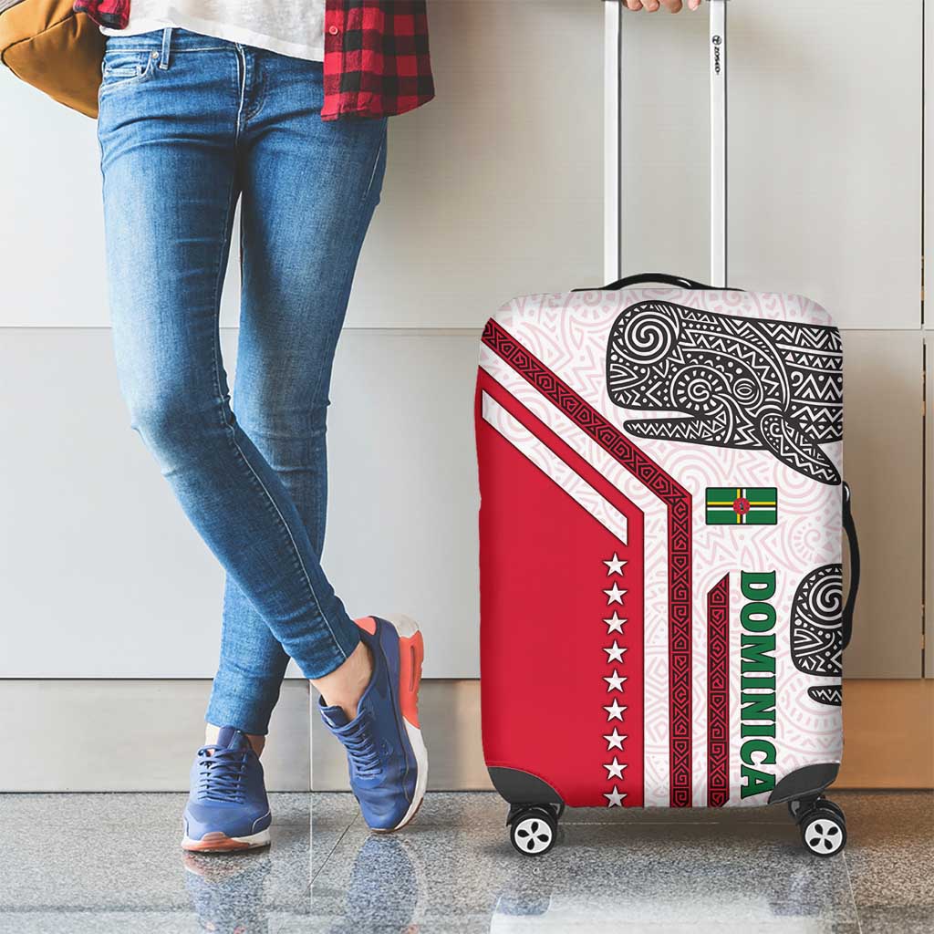 Dominica Flag Luggage Cover Tribal Turtle Pattern Red and White with Island Stars Design TS04